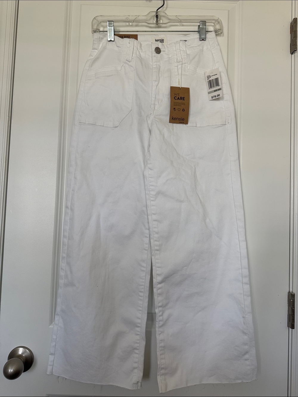 Kensie White Wide-Leg Utility Pants